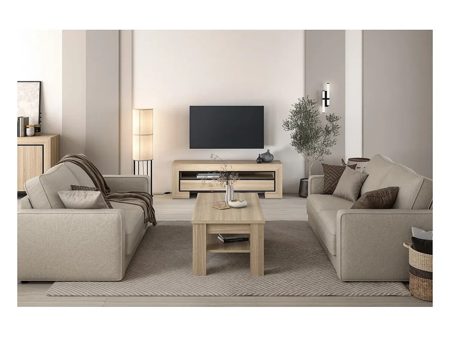 Mesa De Centro|Meublorama Mesa de centro COPA – 120x50x65 cm – Carvalho elegante – Design escandinavo Castanho
