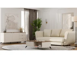 Mesa De Centro*TOPESHOP Mesa de centro Cordoba 110x63 cm com 2 gavetas com fecho suave e tampo em carvalho Castello Bege