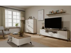 Mesa De Centro*TOPESHOP Mesa de centro Cordoba 110x63 cm com 2 gavetas com fecho suave e tampo em carvalho Castello Bege