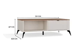 Mesa De Centro*TOPESHOP Mesa de centro Cordoba 110x63 cm com 2 gavetas com fecho suave e tampo em carvalho Castello Bege