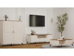 Mesa De Centro*TOPESHOP Mesa de centro Cordoba 110x63 cm com 2 gavetas com fecho suave e tampo em carvalho Castello Bege