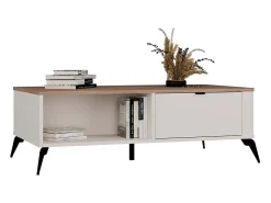Mesa De Centro*TOPESHOP Mesa de centro Cordoba 110x63 cm com 2 gavetas com fecho suave e tampo em carvalho Castello Bege