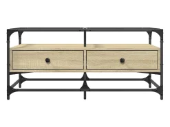 Discount Mesa de centro c/topo de vidro 98,5x50x45cm carvalho sonoma aço PT994767 Castanho