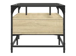 Discount Mesa de centro c/topo de vidro 98,5x50x45cm carvalho sonoma aço PT994767 Castanho