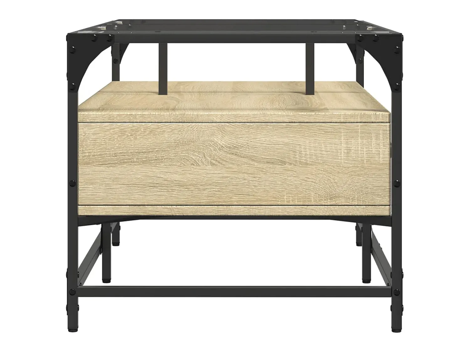 Discount Mesa de centro c/topo de vidro 98,5x50x45cm carvalho sonoma aço PT994767 Castanho
