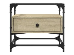 Mesa De Centro* Mesa de centro c/topo de vidro 50x50x45cm carvalho sonoma aço PT184169 Castanho