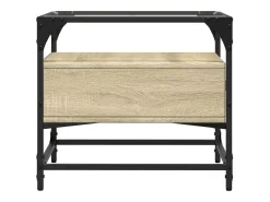 Mesa De Centro* Mesa de centro c/topo de vidro 50x50x45cm carvalho sonoma aço PT184169 Castanho