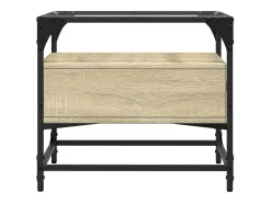 Clearance vidaxl Mesa de centro c/topo de vidro 50x50x45cm carvalho sonoma aço Natural claro