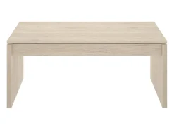 Dmora Mesa de centro Cuar, Porta-revistas da sala com compartimento de arrumação, Mesa de centro baixa elevada, 102x50h43 cm, Carvalho Castanho