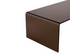 Mesa De Centro|Vente-unique Mesa de centro curva em vidro temperado - Marrom - ALONZO Transparente / Castanho