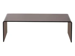 Mesa De Centro|Vente-unique Mesa de centro curva em vidro temperado - Marrom - ALONZO Transparente / Castanho