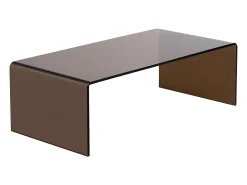 Mesa De Centro|Vente-unique Mesa de centro curva em vidro temperado - Marrom - ALONZO Transparente / Castanho