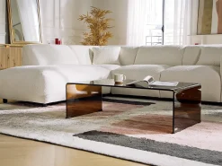 Mesa De Centro|Vente-unique Mesa de centro curva em vidro temperado - Marrom - ALONZO Transparente / Castanho