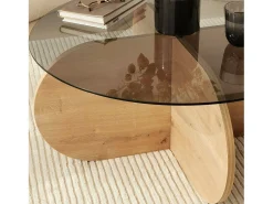 Mesa De Centro|Dmora Mesa de centro Dalcibiad, Mesa de café, Porta-revistas para sofá, Prateleira para sala de estar, 75x75h35 cm, Carvalho Castanho