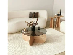 Mesa De Centro|Dmora Mesa de centro Dalcibiad, Mesa de café, Porta-revistas para sofá, Prateleira para sala de estar, 75x75h35 cm, Carvalho Castanho