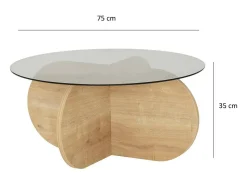 Mesa De Centro|Dmora Mesa de centro Dalcibiad, Mesa de café, Porta-revistas para sofá, Prateleira para sala de estar, 75x75h35 cm, Carvalho Castanho