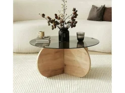 Mesa De Centro|Dmora Mesa de centro Dalcibiad, Mesa de café, Porta-revistas para sofá, Prateleira para sala de estar, 75x75h35 cm, Carvalho Castanho