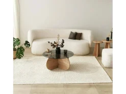 Mesa De Centro|Dmora Mesa de centro Dalcibiad, Mesa de café, Porta-revistas para sofá, Prateleira para sala de estar, 75x75h35 cm, Carvalho Castanho