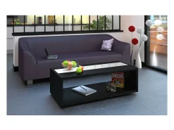Mesa De Centro|Meublorama Mesa de centro DANN estilo contemporâneo com faixa envidraçada - L 116 x l 51 cm Preto