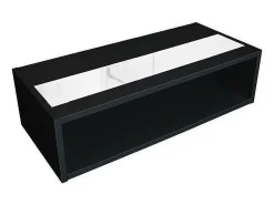 Mesa De Centro|Meublorama Mesa de centro DANN estilo contemporâneo com faixa envidraçada - L 116 x l 51 cm Preto