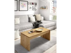 Dmora Mesa de centro Dburgi, porta-revistas para sala com compartimento de arrumação, mesa de centro baixa elevada, 102x50h43 cm, carvalho atado^ Mesa De Centro
