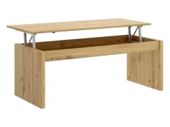 Dmora Mesa de centro Dburgi, porta-revistas para sala com compartimento de arrumação, mesa de centro baixa elevada, 102x50h43 cm, carvalho atado^ Mesa De Centro