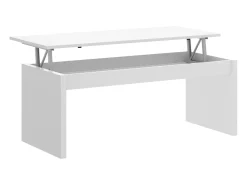 Mesa De Centro|Dmora Mesa de centro Dburgi, Porta-revistas para sala com compartimento de arrumação, Mesa de centro baixa elevada, 102x50h43 cm, Branco