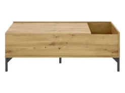 Mesa De Centro|Dmora Mesa de centro Dburs, porta-revistas para sala com compartimento de arrumação, mesa de centro baixa elevatória, 99x60h41 cm, carvalho atado Castanho