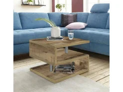 Mesa De Centro*Dmora Mesa de centro Dcalligari, Mesa de estar, Armário de armazenamento baixo, Mesa de café, 55x55h41 cm, Bordo Castanho