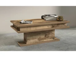 Mesa De Centro|Dmora Mesa de centro DCampores, Mesa de estar, Armário de armazenamento baixo, Mesa de café, 100x55h42 cm, Bordo Castanho
