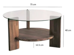 Mesa De Centro|Dmora Mesa de centro Dcaporal, Mesa de café baixa, Porta-revistas para sofá, Prateleira para sala de estar, 75x75h40 cm, Noz Castanho