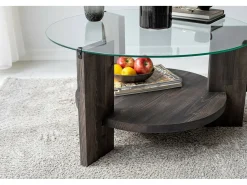 Best Dmora Mesa de centro DCaporal, Mesa de café, Porta-revistas para sofá, Prateleira para sala, 75x75h40 cm, Antracite Preto