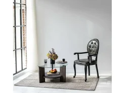 Best Dmora Mesa de centro DCaporal, Mesa de café, Porta-revistas para sofá, Prateleira para sala, 75x75h40 cm, Antracite Preto