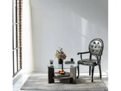 Best Dmora Mesa de centro DCaporal, Mesa de café, Porta-revistas para sofá, Prateleira para sala, 75x75h40 cm, Antracite Preto