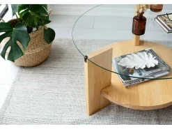 Mesa De Centro*Dmora Mesa de centro Dcaporal,Mesa baixa para café, Porta-revistas para sofá, Prateleira para sala de estar, 75x75h40 cm, Carvalho Castanho