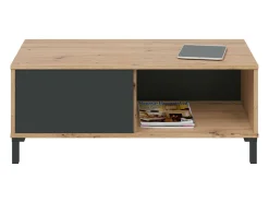 Mesa De Centro*Dmora Mesa de centro Dcresp, Mesa de centro, Mesa baixa de sala, 100x50h40 cm, Carvalho atado e Antracite Castanho