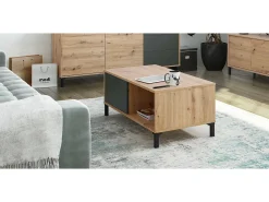 Mesa De Centro*Dmora Mesa de centro Dcresp, Mesa de centro, Mesa baixa de sala, 100x50h40 cm, Carvalho atado e Antracite Castanho