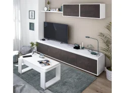 Outlet Dmora Mesa de centro Ddav, Mesa de centro com tampo elevável, Mesa baixa de sala, 105x55h45/56 cm, Branco