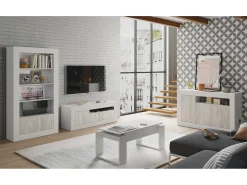 Outlet Dmora Mesa de centro Ddav, Mesa de centro com tampo elevável, Mesa baixa de sala, 105x55h45/56 cm, Branco