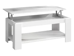 Mesa De Centro|Dmora Mesa de centro Ddeviti, Mesa de centro com prateleira elevatória, Mesa baixa da sala, 102x50h43/54 cm, mate Branco