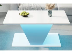 Merax Mesa de centro de alto brilho - 100 x 50 x 46 cm - com LEDs - em forma de V - aglomerado -^ Mesa De Centro