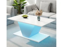 Merax Mesa de centro de alto brilho - 100 x 50 x 46 cm - com LEDs - em forma de V - aglomerado -^ Mesa De Centro