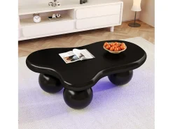 Mesa De Centro* Mesa de centro de design em formato de nuvem com iluminação LED, formato original, tampo iluminado em estilo nuvem, e branco. Preto