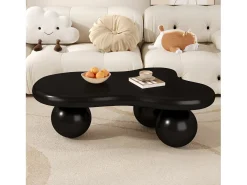 Mesa De Centro* Mesa de centro de design em formato de nuvem com iluminação LED, formato original, tampo iluminado em estilo nuvem, e branco. Preto