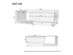 Mesa De Centro*Hauss Spole Mesa de centro de design com LED inteligente, brilhante e vidro integrado, 100x50 cm Branco