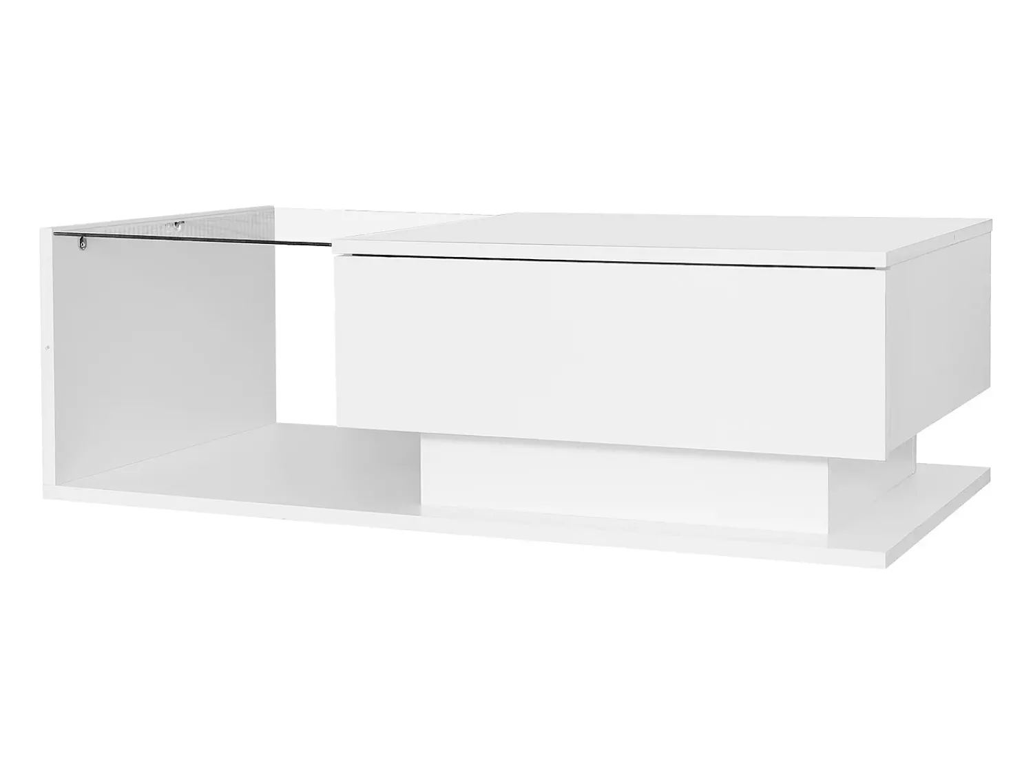 Mesa De Centro*Hauss Spole Mesa de centro de design com LED inteligente, brilhante e vidro integrado, 100x50 cm Branco