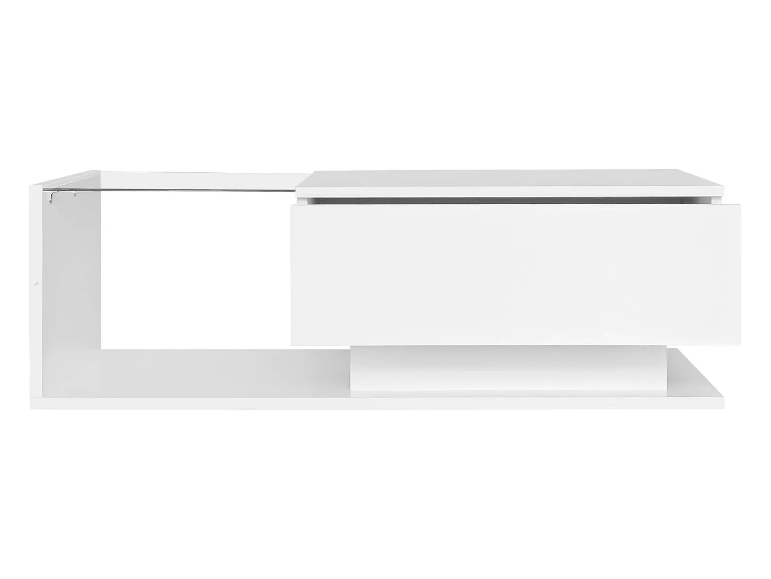 Mesa De Centro*Hauss Spole Mesa de centro de design com LED inteligente, brilhante e vidro integrado, 100x50 cm Branco