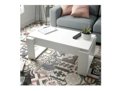 Mesa De Centro|Calicosy Mesa de centro de design com tampo elevatório L102 cm - Ciara, ideal para espaços pequenos Branco