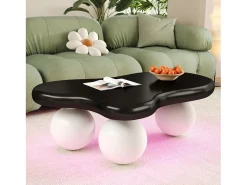 Mesa de centro de design em formato de nuvem com iluminação LED, formato original, tampo iluminado em estilo nuvem, e branco.^ Mesa De Centro