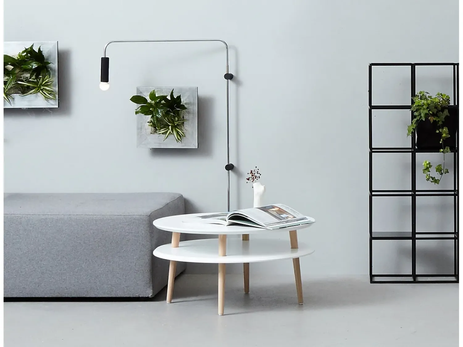 Clearance Mesa de centro de dois níveis Dmr. 70 cm x altura 45 cm Ufo Branco Giz Creme